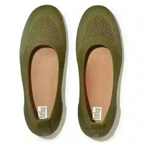 Fitflop EUC Allegro Tonal Knit Ballet Flats Shoes Green SZ 9 - Picture 4 of 6